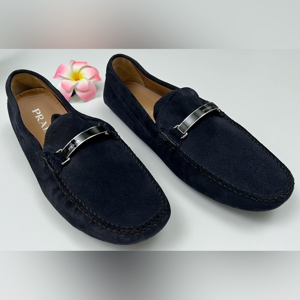 PRADA Suede Loafers Brown Size 9.5 Italian Luxury Slip-On - Picture 5 of 7